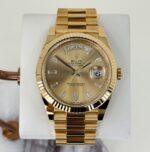 Rolex Day-Date 40 Yellow Gold Champagne Diamond Dial & Fluted Bezel President Bracelet 228238 -