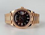 Rolex Day-Date 40 Rose Gold Chocolate Diamond Dial & Fluted Bezel President Bracelet 228235 - - Image 4