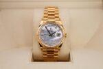 Rolex Yellow Gold Day-Date 36 Watch - Fluted Bezel - Mother-of-Pearl Diamond Dial - President Bracelet - 128238 mdp - Image 2