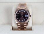 Rolex Day-Date 40 Rose Gold Chocolate Diamond Dial & Fluted Bezel President Bracelet 228235 - - Image 2