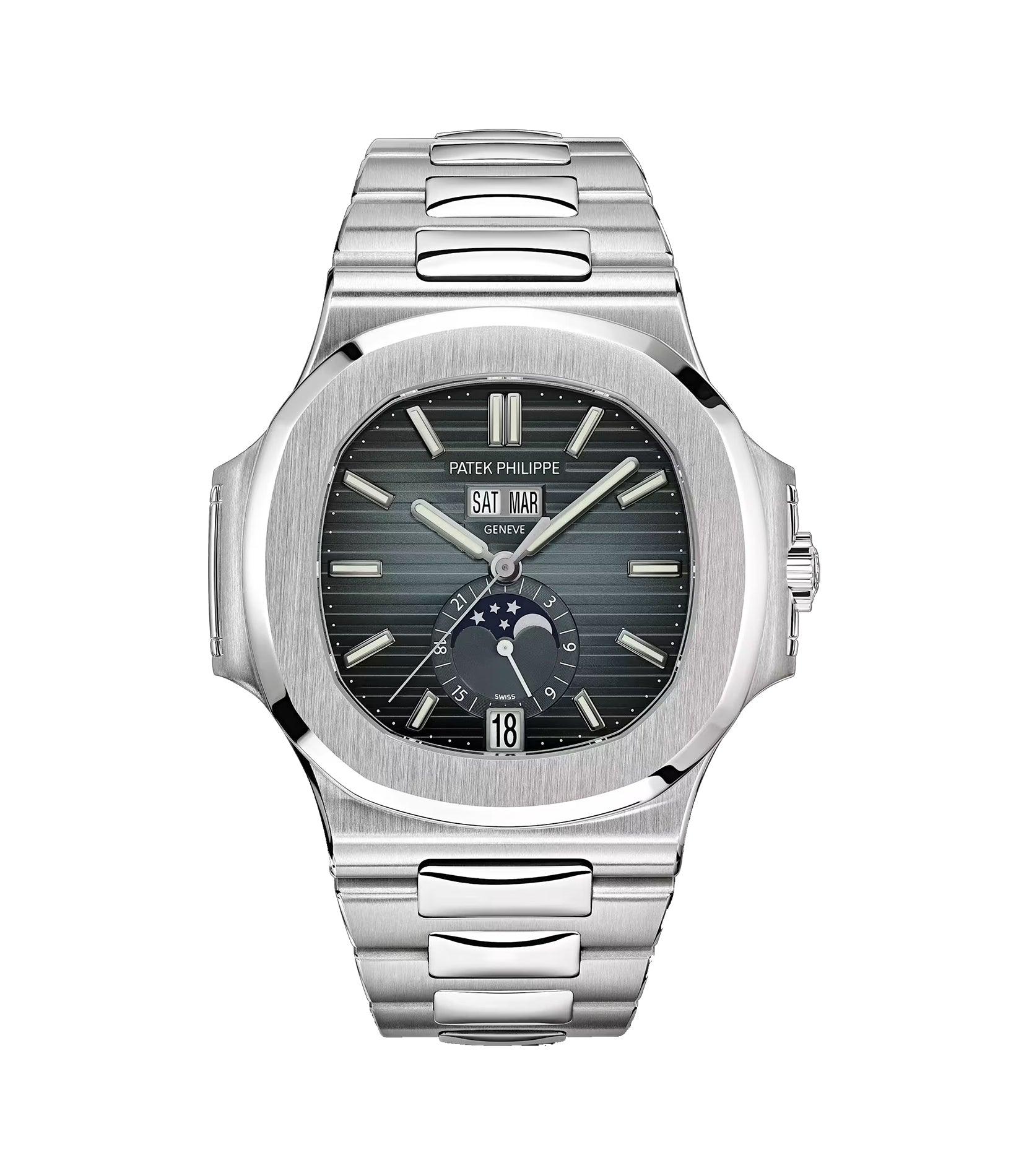 57261a-14-1.jpg 41mm Annual Calendar Moon Phase Steel Blue-Gray Dial - Image 1