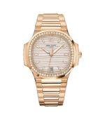 35mm 18k Rose Gold Silver Dial Diamond Bezel