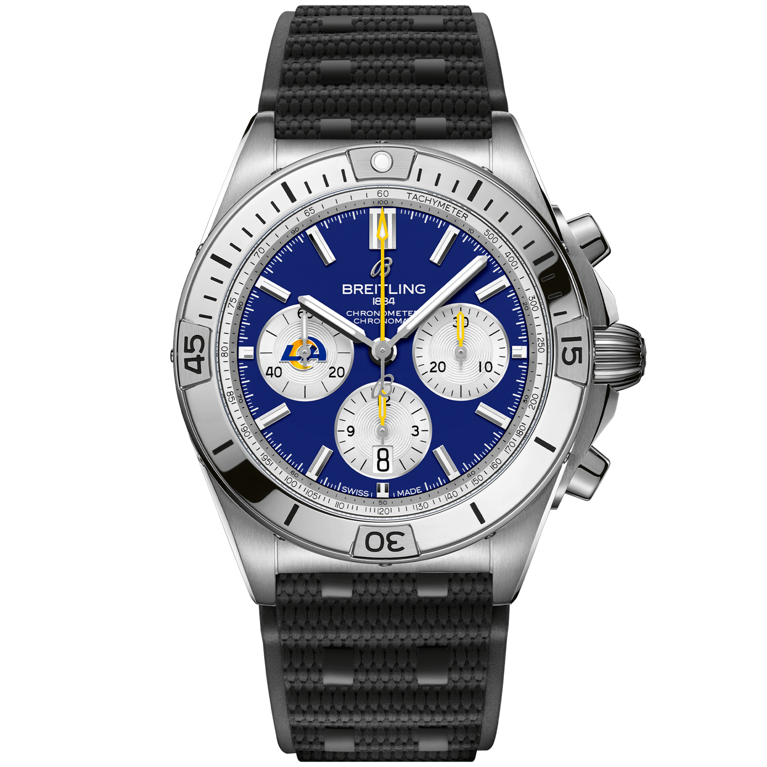 Chronomat_B0142_AB01342B1C9S1_RUBBER_LOS_ANGELES_RAMS_DIGITAL-scaled-1.png Chronomat B01 42 NFL Los Angeles Rams Edition AB01342B1C9S1 - Image 1