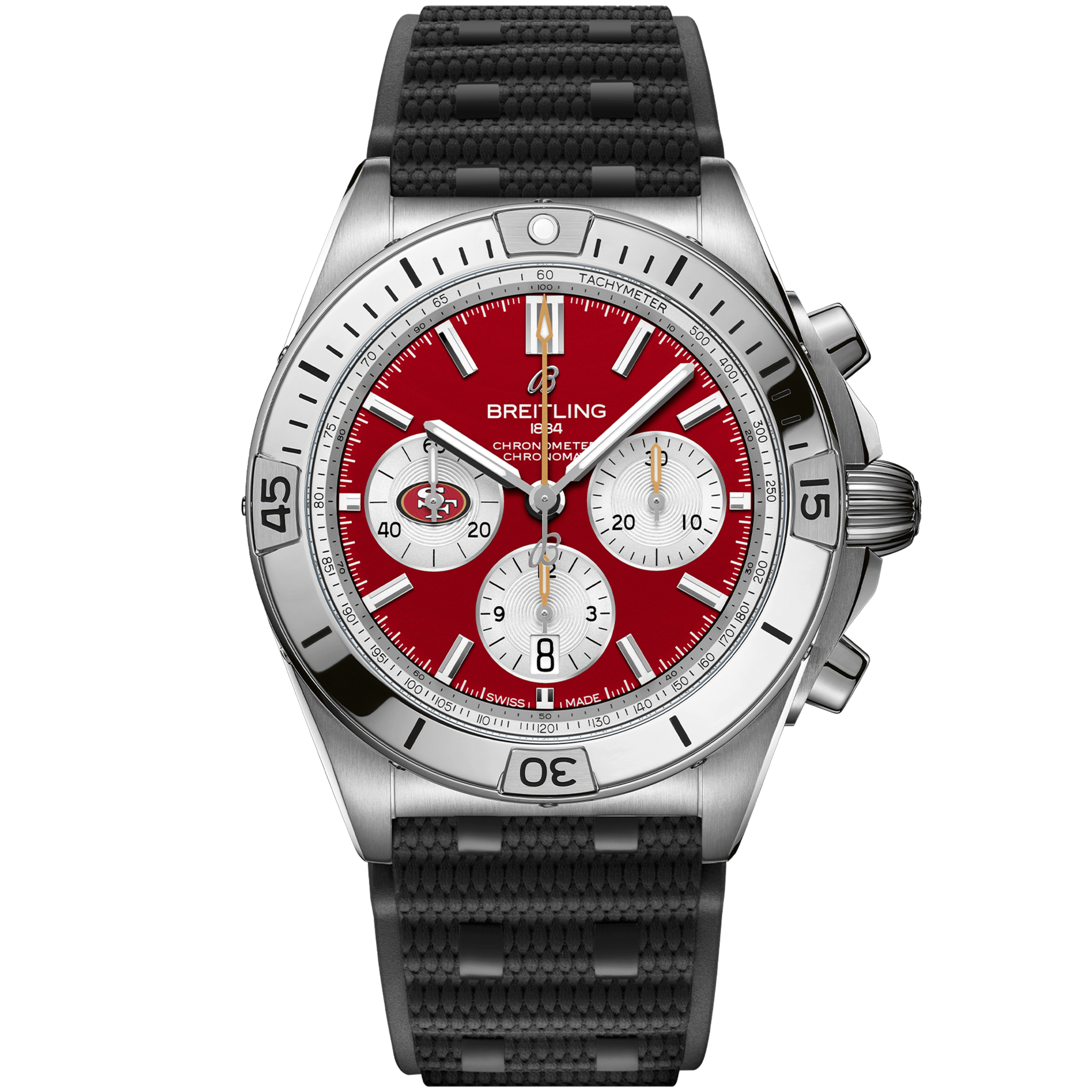 Chronomat_B0142_AB01342B1K1S1_RUBBER_SAN_FRANCISCO_49ERS_DIGITAL-scaled-1.png Chronomat B01 42 NFL San Francisco 49ers Edition AB01342B1K1S1 - Image 1