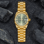 Rolex Ladies 31mm 18K Yellow Gold Datejust 278278 with Green Roman Diamond Dial and President Bracelet - Image 5
