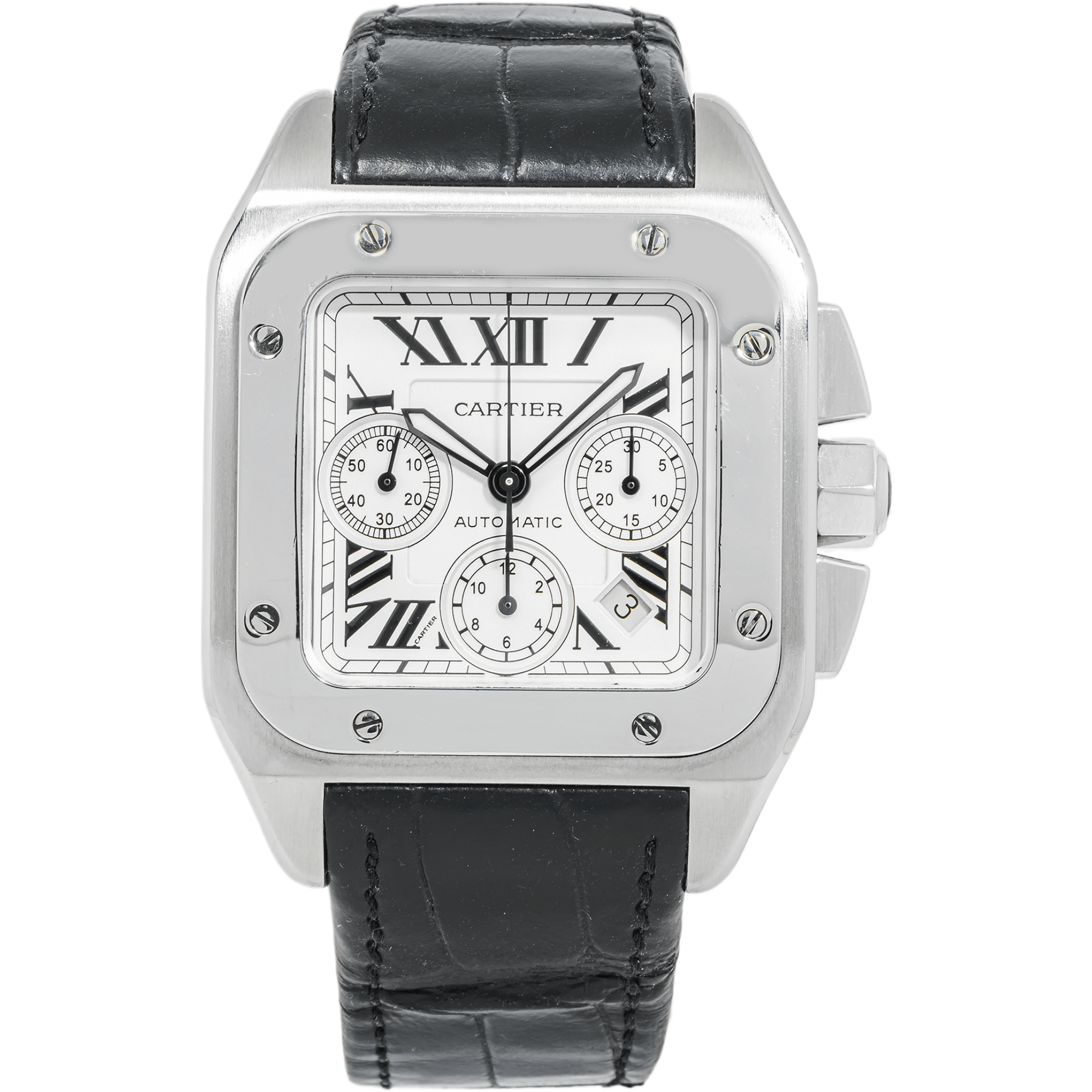 Pre-Owned-Cartier-Santos-Galbee-W20090X8-with-Leather-Strap-JD-Watches-NY.png Cartier Santos Galbée W20090X8 29mm Dial with Leather Strap - Image 1