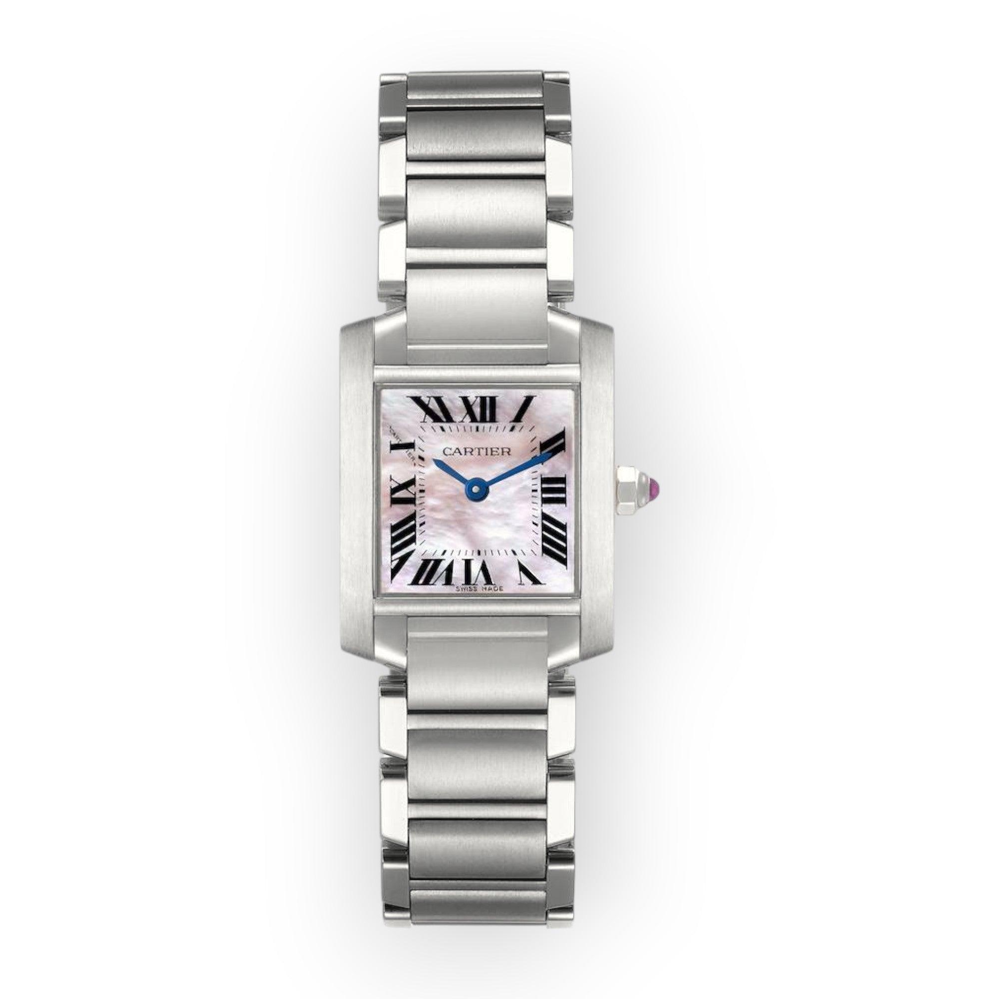 Pre-Owned-Cartier-Tank-Francaise-Small-W51008Q3-25mm-Pink-Mother-Of-Pearl-Dial-JD-Watches-NY.jpg Cartier Tank Francaise Small W51008Q3 25mm Pink Mother Of Pearl Dial - Image 1
