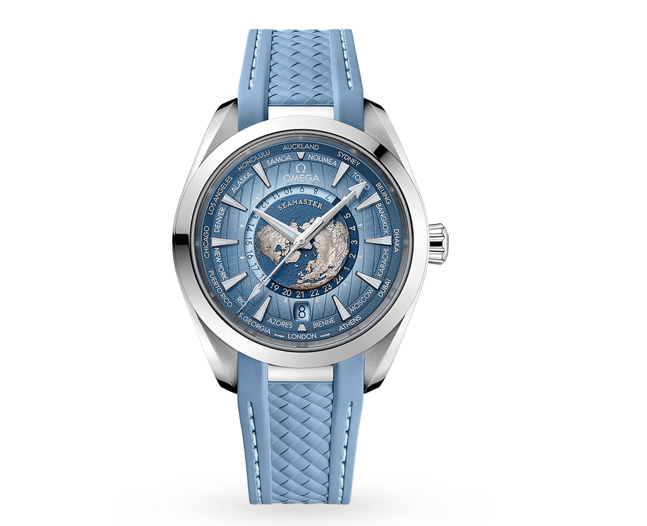 Pre-Owned-Omega-Seamaster-Aqua-Terra-150M-Co-Axial-Master-Chronometer-GMT-Worldtimer-43mm-Summer-Blue-JD-Watches-NY.png Omega Seamaster Aqua Terra 150M Co‑Axial Master Chronometer GMT Worldtimer 43mm – Summer Blue - Image 1