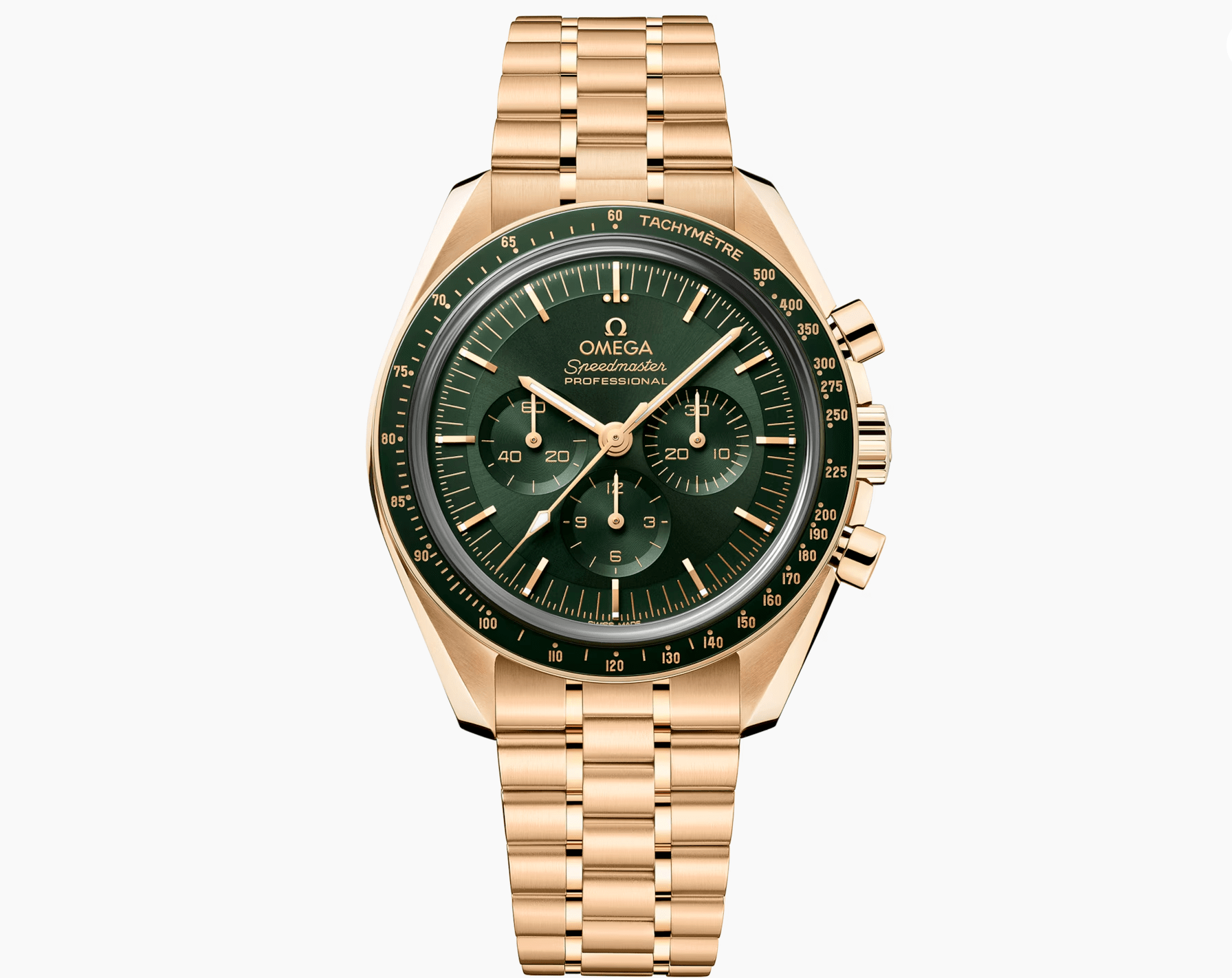 Pre-Owned-Omega-Speedmaster-Moonwatch-Professional-42mm-Green-Dial-in-18K-Moonshinetm-Gold-JD-Watches-NY.png Omega Speedmaster Moonwatch Professional - 42mm Green Dial in 18K Moonshine™ Gold - Image 1