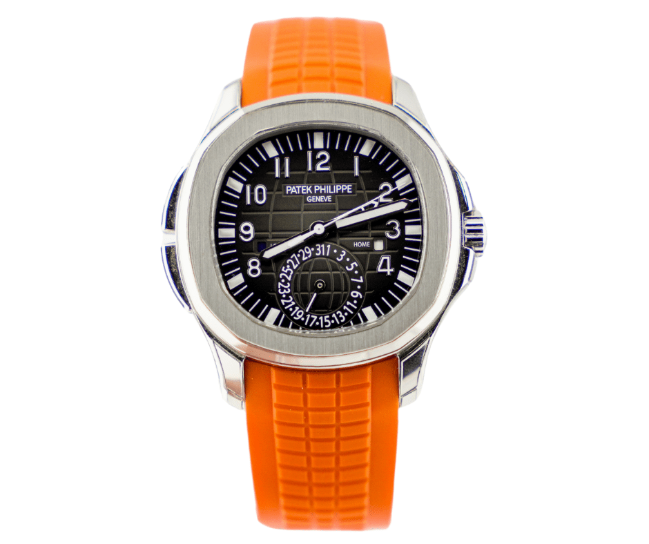 Pre-Owned-Patek-Philippe-Aquanaut-Travel-Time-5164A-001-Stainless-Steel-with-Orange-Rubber-Strap-JD-Watches-NY.png Patek Philippe Aquanaut Travel Time 5164A-001 – Stainless Steel with Orange Rubber Strap - Image 1