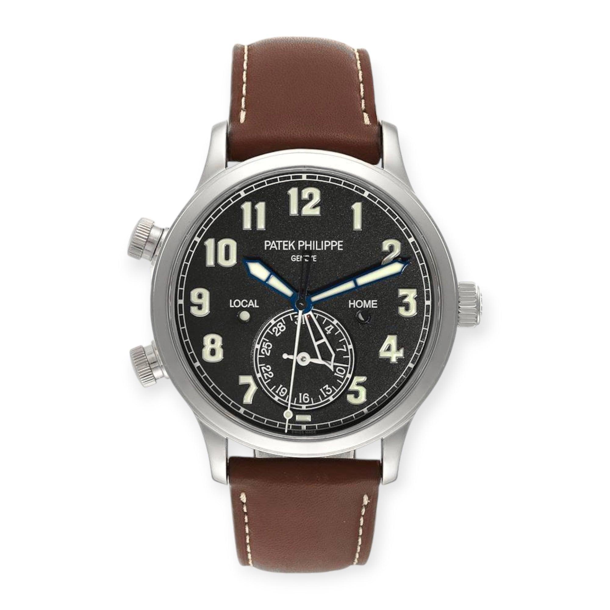 Pre-Owned-Patek-Philippe-Calatrava-5524-White-Gold-Pilot-Travel-Time-Mens-Watch-JD-Watches-NY.jpg Patek Philippe Calatrava 5524 White Gold Pilot Travel Time Mens Watch - Image 1