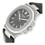 Patek Philippe Nautilus 18K White Gold Black Strap Mens Watch 5711 - 图片 3