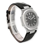 Patek Philippe Nautilus 18K White Gold Black Strap Mens Watch 5711 - 图片 5