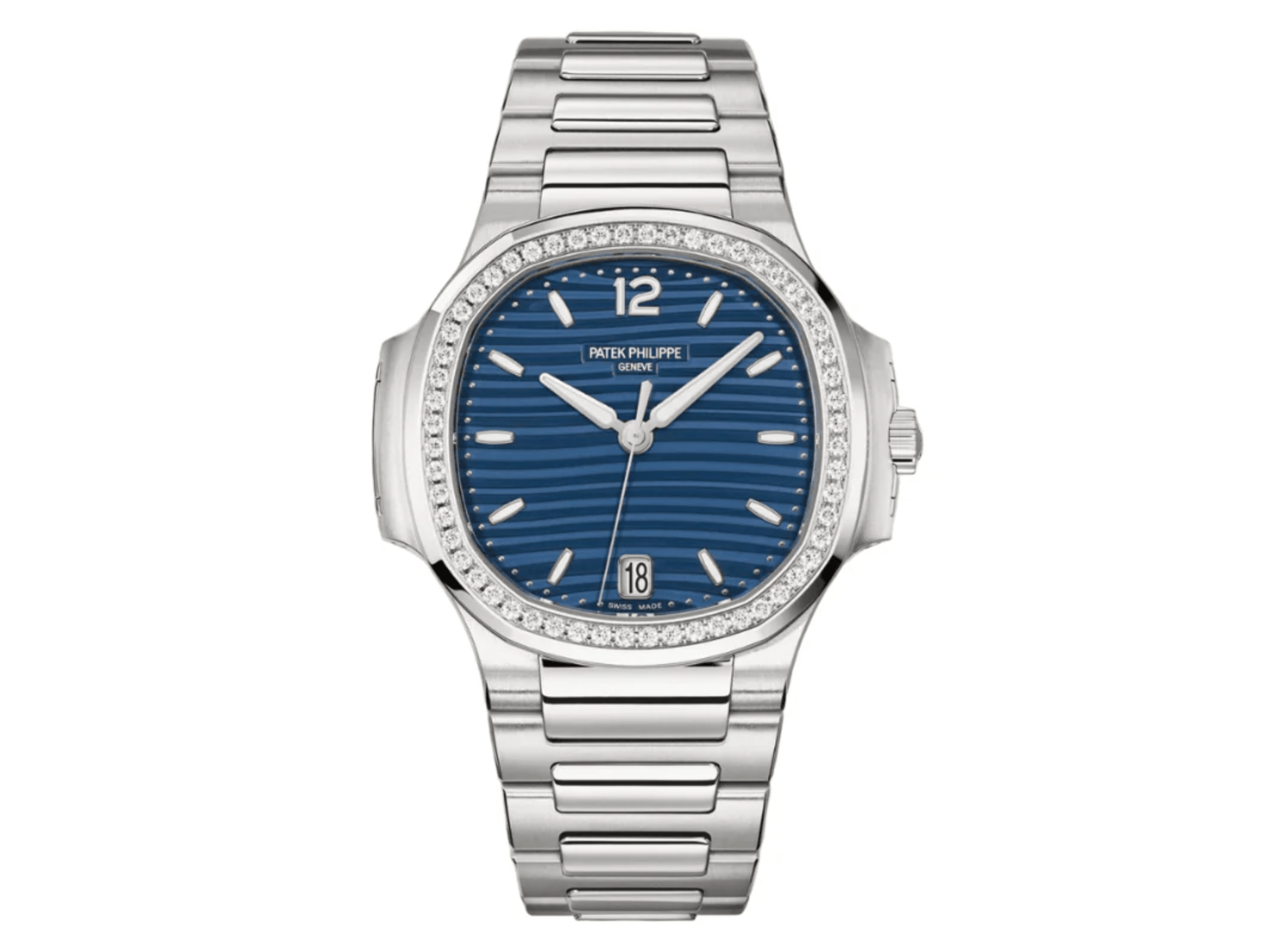 Pre-Owned-Patek-Philippe-Nautilus-Ladies-71181200A-001-35mm-Stainless-Steel-Blue-Dial-Factory-Diamond-Bezel-JD-Watches-NY.png Patek Philippe Nautilus Ladies 7118/1200A-001 – 35mm Stainless Steel – Blue Dial – Factory Diamond Bezel - Image 1