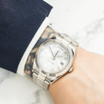 Rolex 18K White 41mm Gold Day-Date II with Silver Baguette and Diamond Dial, President Braclet - Image 6