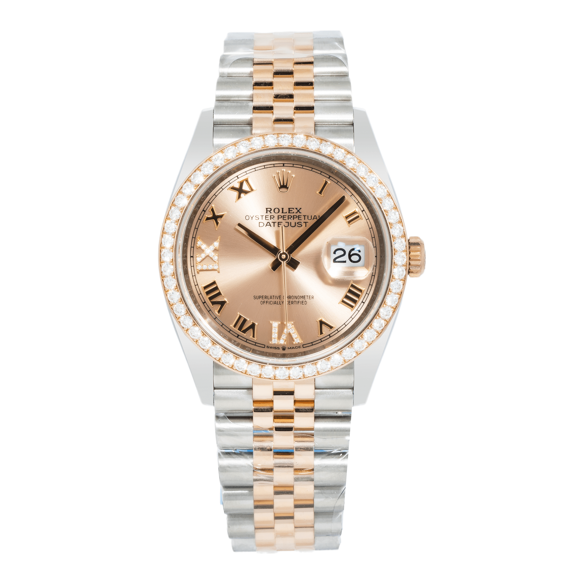 Pre-Owned-Rolex-36mm-Stainless-Steel-Everose-Gold-Datejust-126281RBR-with-Rose-Roman-Diamond-Dial-and-Jubilee-Bracelet-Year-2017-to-2019-JD-Watches-NY.png Rolex 36mm Stainless Steel & Everose Gold Datejust 126281RBR with Rose Roman Diamond Dial and Jubilee Bracelet (Year: 2017 to 2019) - Image 1