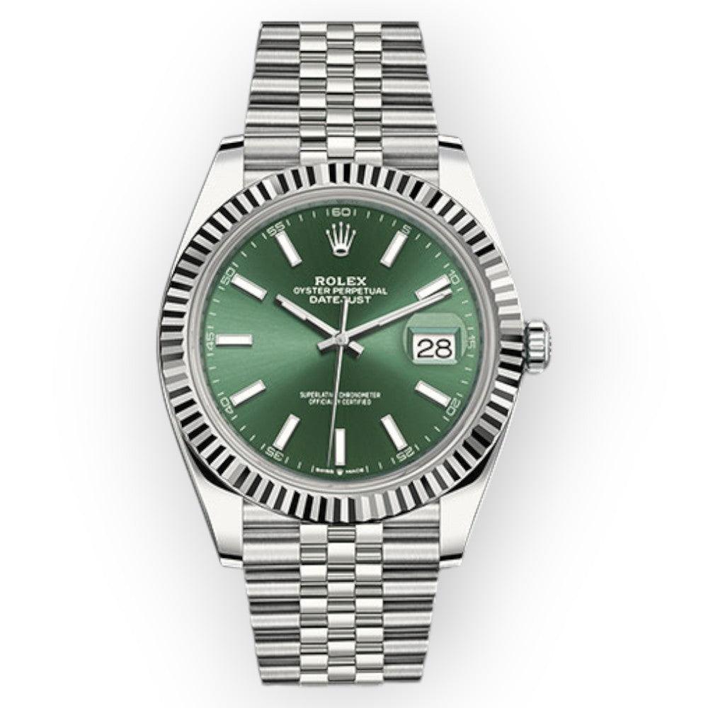 Pre-Owned-Rolex-Datejust-126334-41mm-Mint-Green-Dial-With-Jubilee-JD-Watches-NY.jpg Rolex Datejust 126334 41mm Mint Green Dial With Jubilee - Image 1