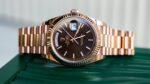 Rolex Day-Date 40 Chocolate Diagonal Motif Dial & Fluted Bezel 18K Everose Gold President 228235 - Image 3