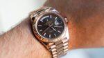 Rolex Day-Date 40 Chocolate Diagonal Motif Dial & Fluted Bezel 18K Everose Gold President 228235 - Image 4