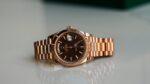 Rolex Day-Date 40 Chocolate Diagonal Motif Dial & Fluted Bezel 18K Everose Gold President 228235 - Image 6