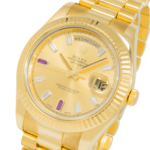 Rolex Day Date II President Yellow Gold Diamond and Ruby Dial 218238 - Image 2