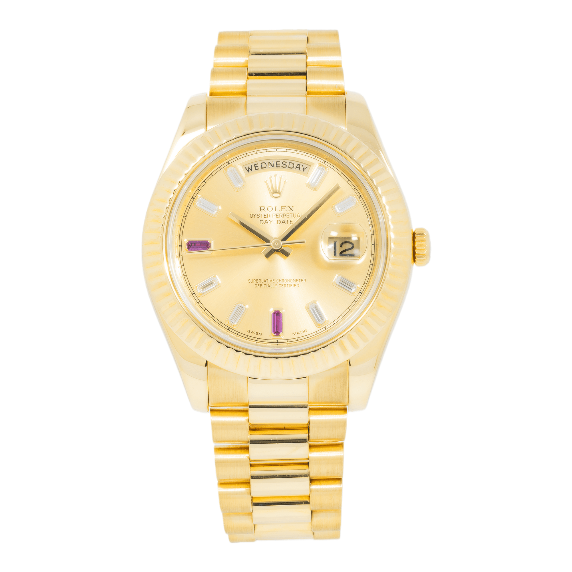 Pre-Owned-Rolex-Day-Date-II-President-Yellow-Gold-Diamond-and-Ruby-Dial-218238-JD-Watches-NY.png Rolex Day Date II President Yellow Gold Diamond and Ruby Dial 218238 - Image 1