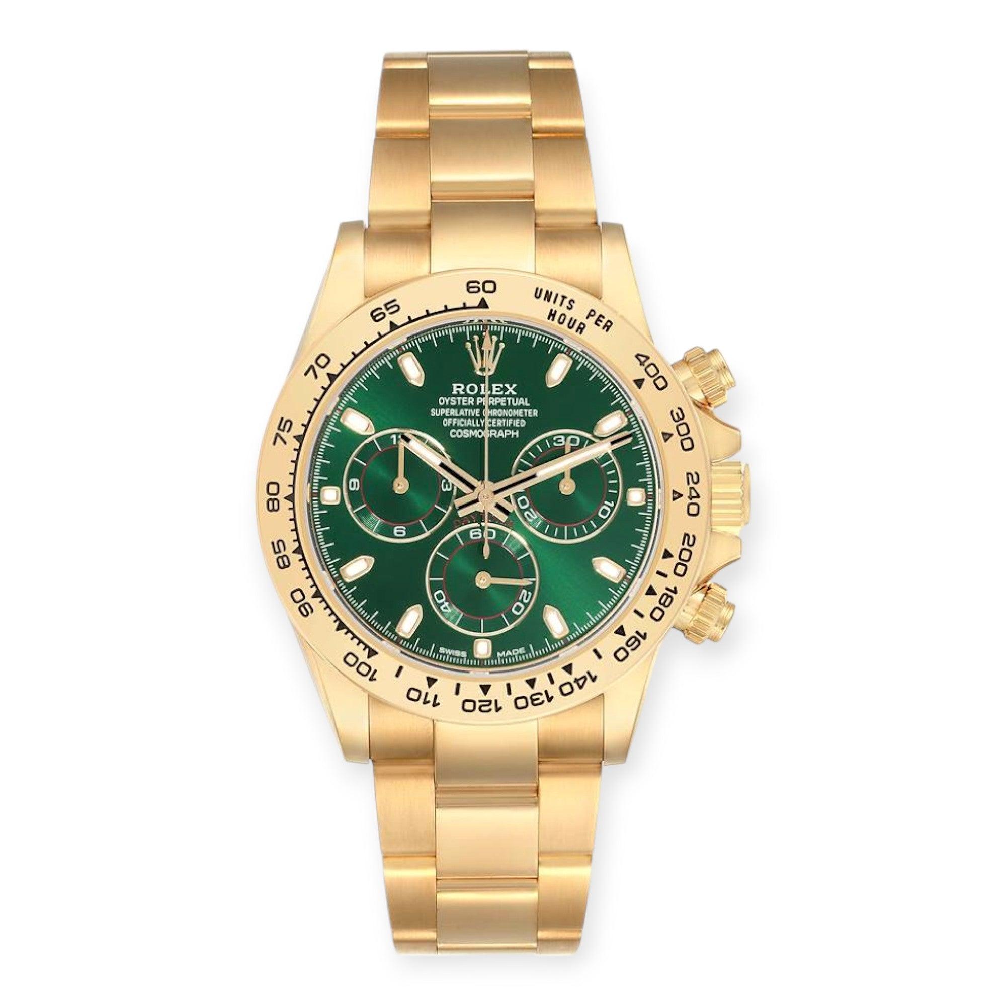 Pre-Owned-Rolex-Daytona-116508-Yellow-Gold-Green-Dial-Mens-Watch-JD-Watches-NY.jpg Rolex Daytona 116508 Yellow Gold Green Dial Mens Watch - Image 1