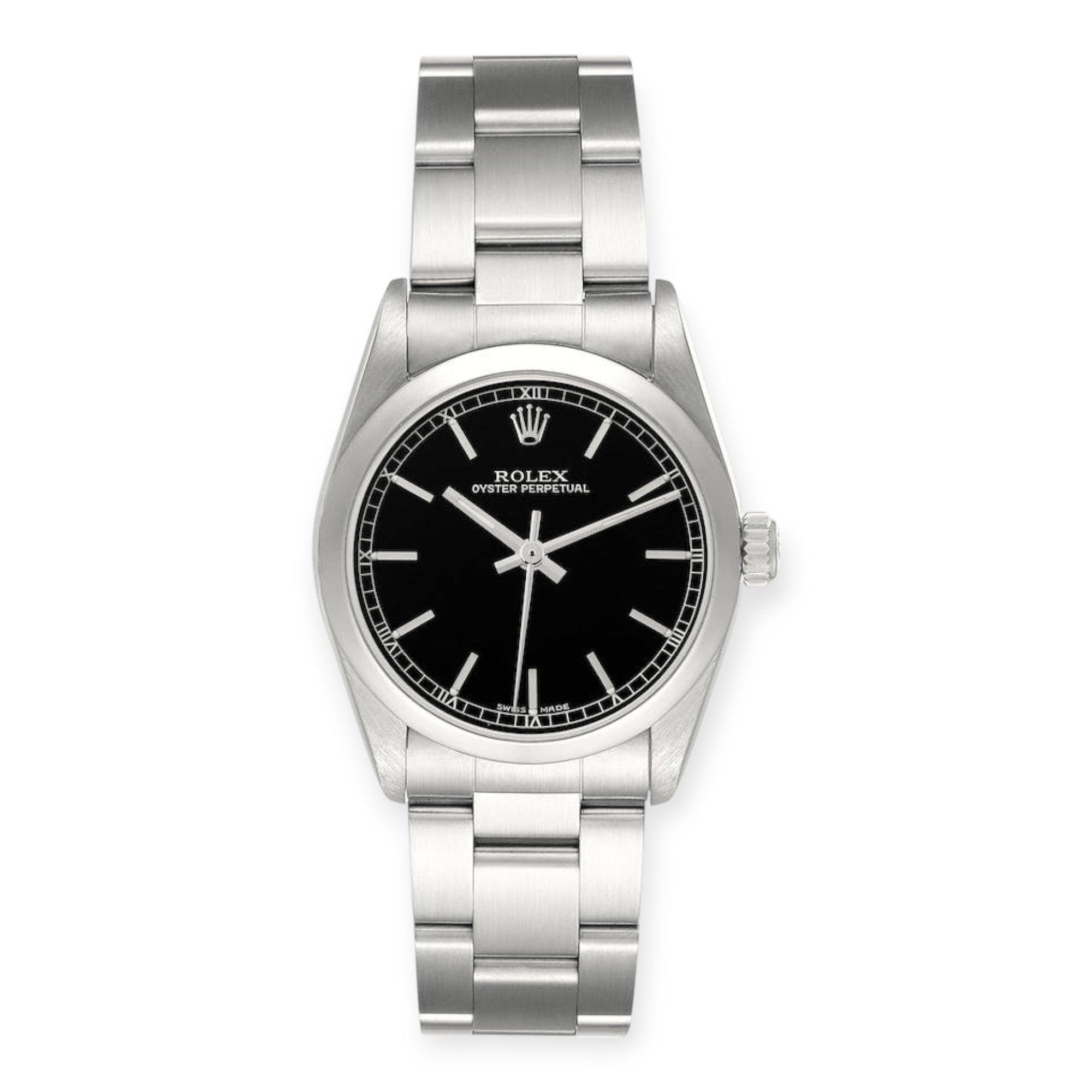 Pre-Owned-Rolex-Oyster-Perpetual-31-Midsize-Black-Dial-Steel-Ladies-Watch-JD-Watches-NY.jpg Rolex Oyster Perpetual 31 Midsize Black Dial Steel Ladies Watch - Image 1