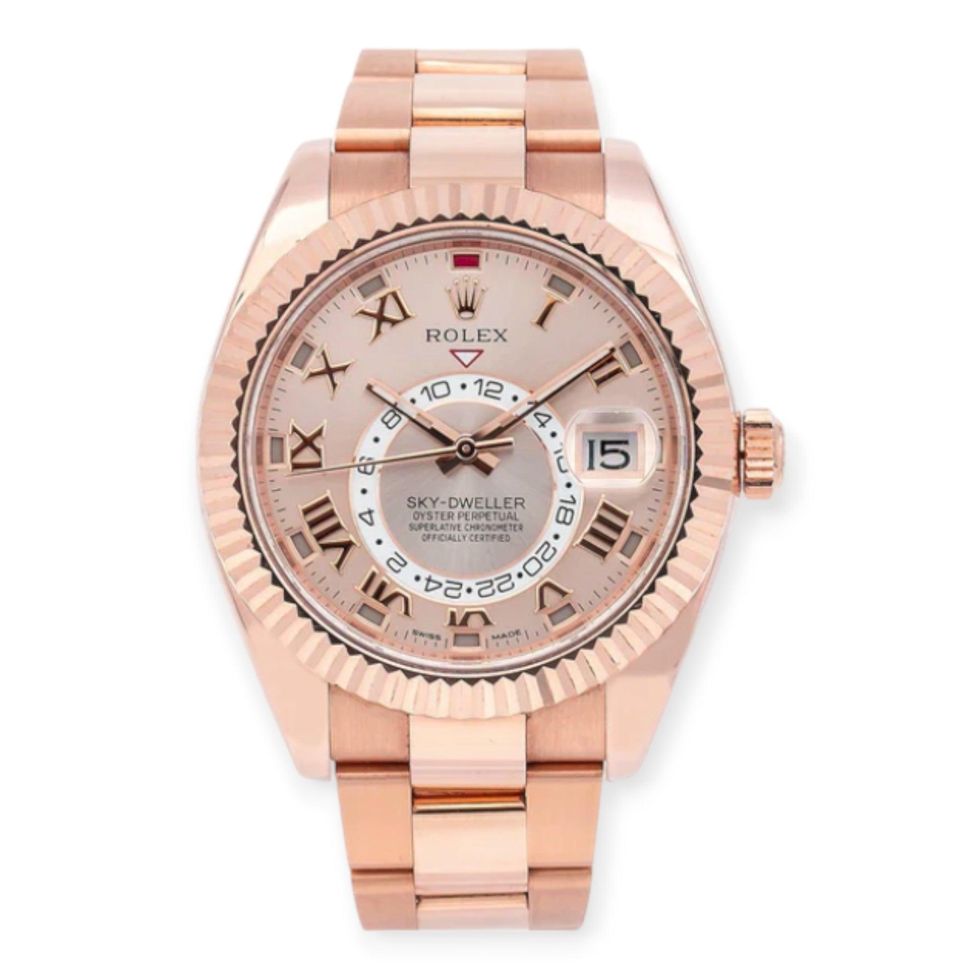 Pre-Owned-Rolex-Sky-Dweller-Rose-Gold-326935-Pink-Sundust-Dial-Oyster-Bracelet-JD-Watches-NY.jpg Rolex Sky Dweller Rose Gold 326935 Pink Sundust Dial Oyster Bracelet - Image 1