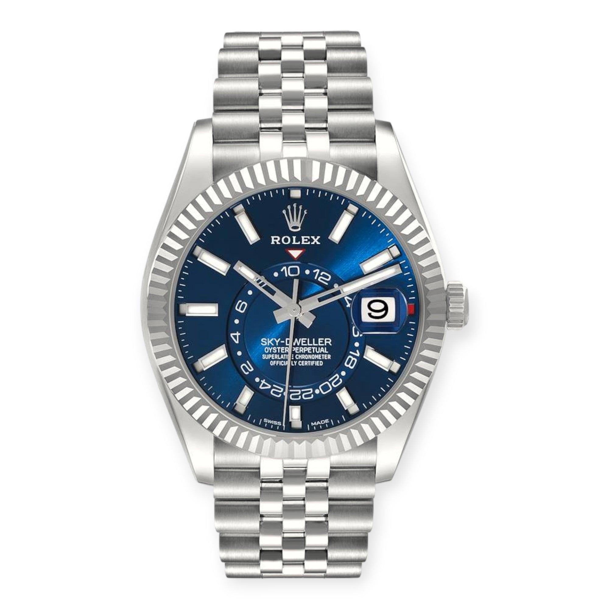 Pre-Owned-Rolex-Sky-Dweller-Stainless-Steel-Blue-Dial-Jubilee-Bracelet-326934-JD-Watches-NY.jpg Rolex Sky Dweller Stainless Steel Blue Dial Jubilee Bracelet 326934 - Image 1