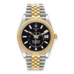 Rolex Sky Dweller Stainless Steel and Yellow Gold Jubilee Bracelet Black Dial 326933