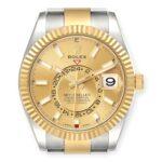 Rolex Sky Dweller Stainless Steel and Yellow Gold Jubilee Bracelet Champagne Dial 326933 - Image 2