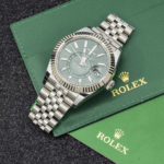 Rolex Sky-Dweller – Stainless Steel with Green Dial and Fluted Bezel on Jubilee Bracelet Ref. 336934 - Image 5