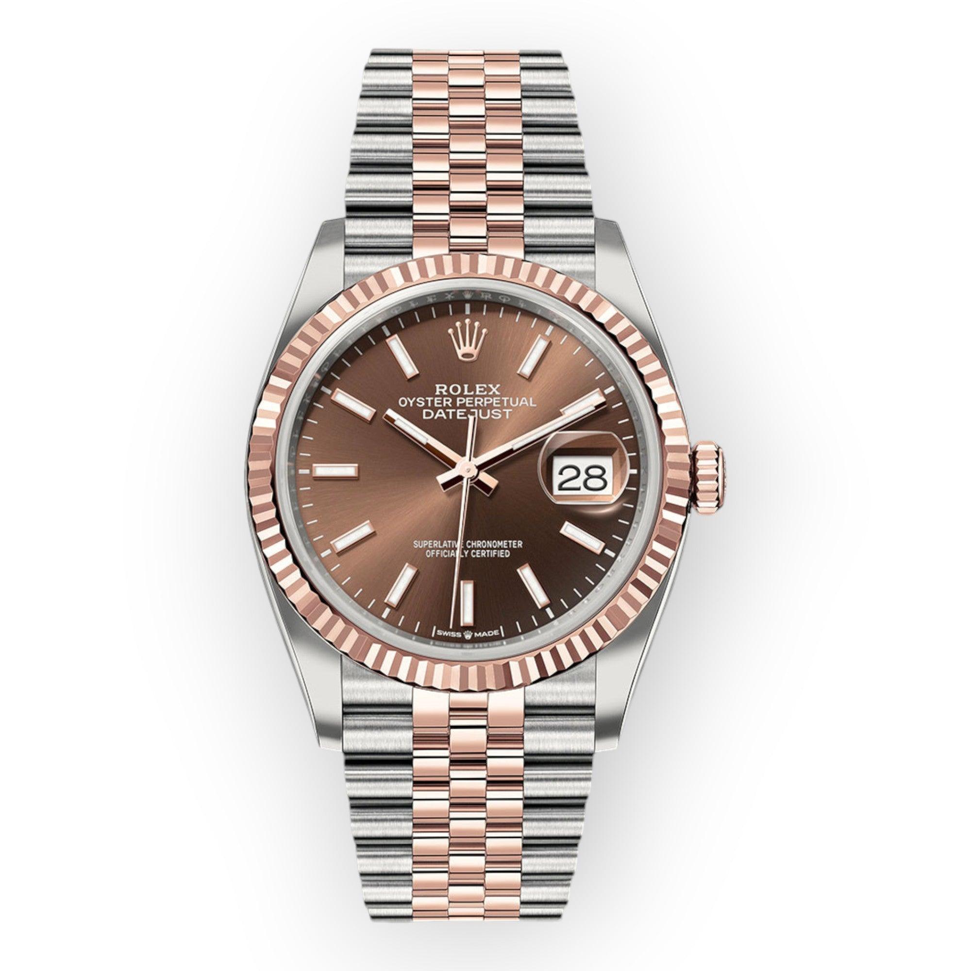 Pre-Owned-Rolex-Steel-and-Everose-Datejust-36-Watch-126231-Chocolate-Index-Dial-Jubilee-Bracelet-JD-Watches-NY.jpg Rolex Steel and Everose Datejust 36 Watch 126231 Chocolate Index Dial - Jubilee Bracelet - Image 1