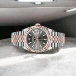 Rolex Steel and Everose Rolesor Datejust 36 Watch 126231 Dark Rhodium Index Dial - Jubilee Bracelet - Image 2
