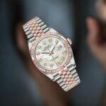 Rolex Steel and Everose Rolesor Datejust 36 Watch 126231 White Mother-Of-Pearl Diamond Dial - Jubilee Bracelet - Image 2