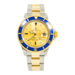 Rolex Submariner Two Tone 16613 Champagne Serti Dial Blue Insert Bezel