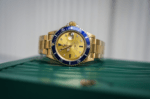 Rolex Submariner 16808 – 18K Yellow Gold – Diamond & Sapphire Serti Dial – Blue Bezel - Image 4