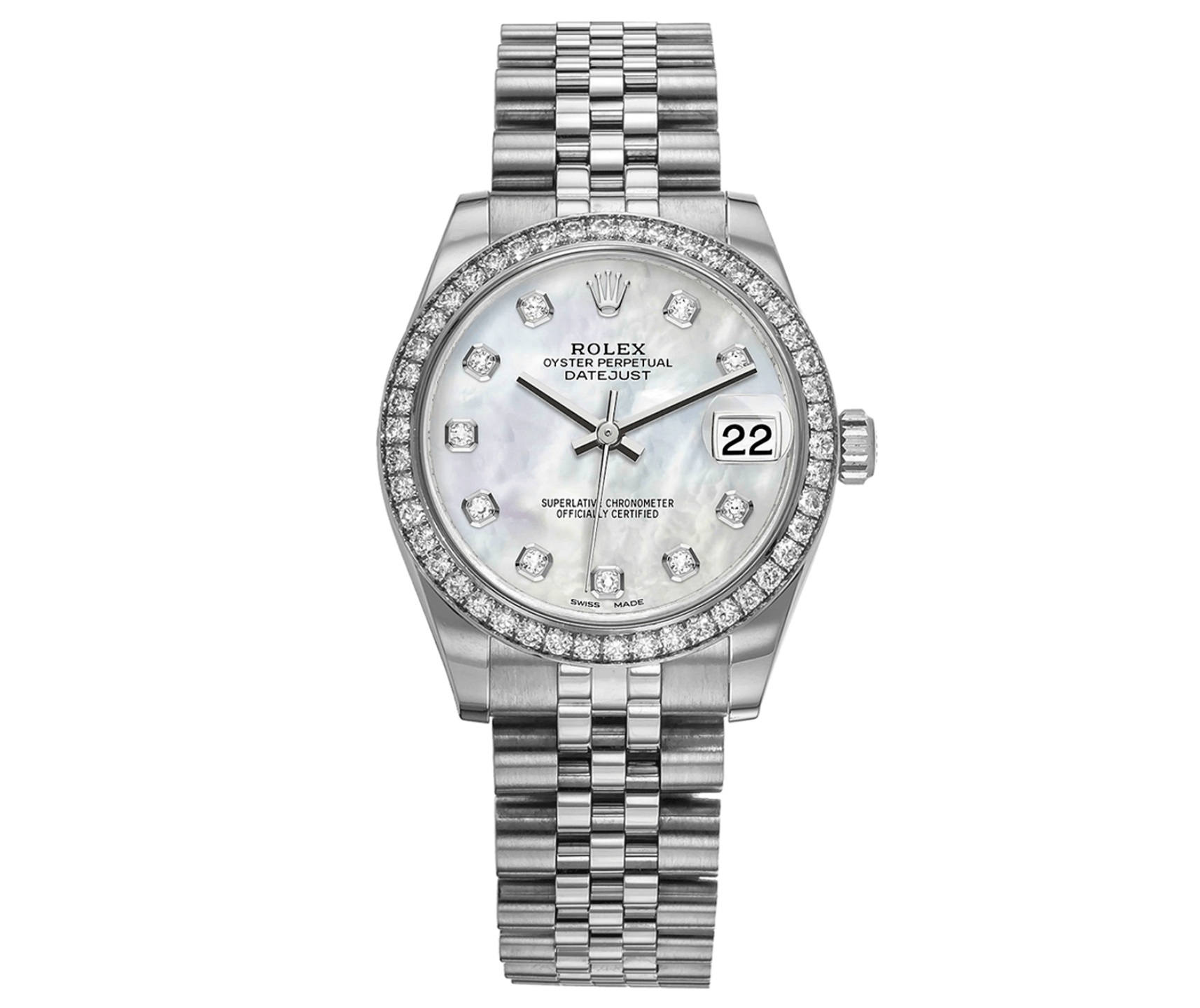 Screenshot2025-09-16at1.29.36PM.png Rolex Datejust 31mm – Mother of Pearl Diamond Dial & Diamond Bezel | Ref. 178384 - Image 1
