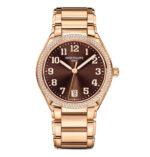 36mm 18k Rose Gold Sunburst Brown Dial Diamond Bezel Bracelet