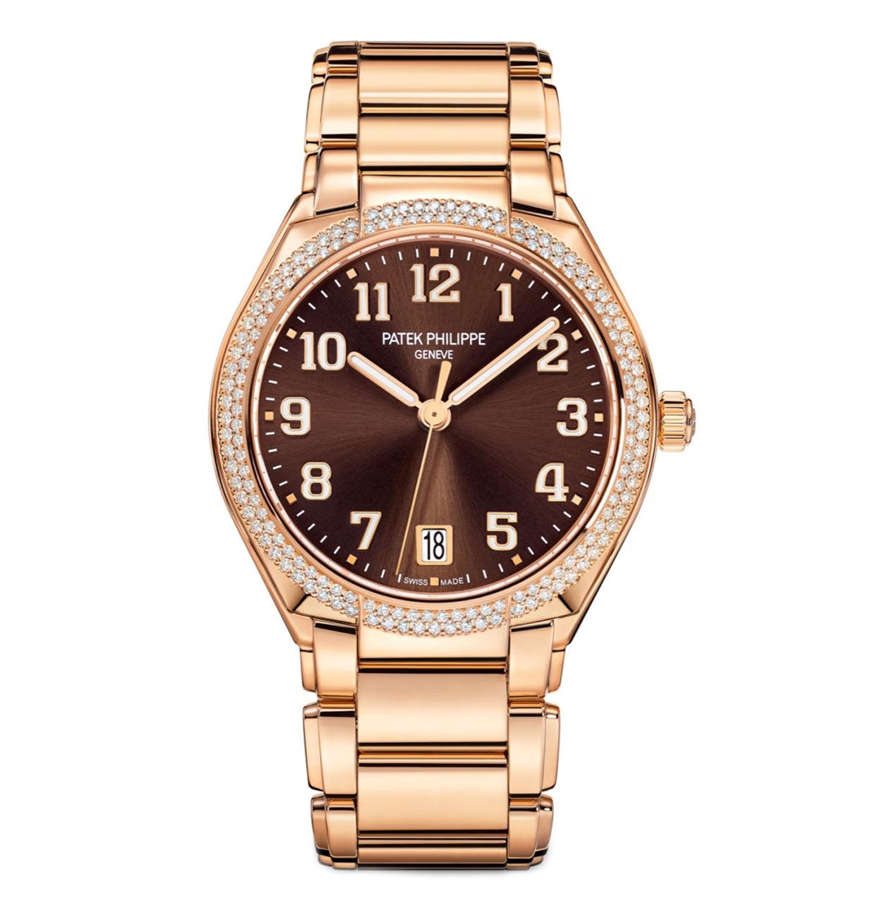 Untitled-1_2830c21e-cfa0-4d8a-8a50-4ed438af8905.jpg 36mm 18k Rose Gold Sunburst Brown Dial Diamond Bezel Bracelet - Image 1