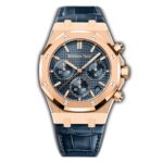 41mm Chronograph 18k Rose Gold Blue Dial On Leather