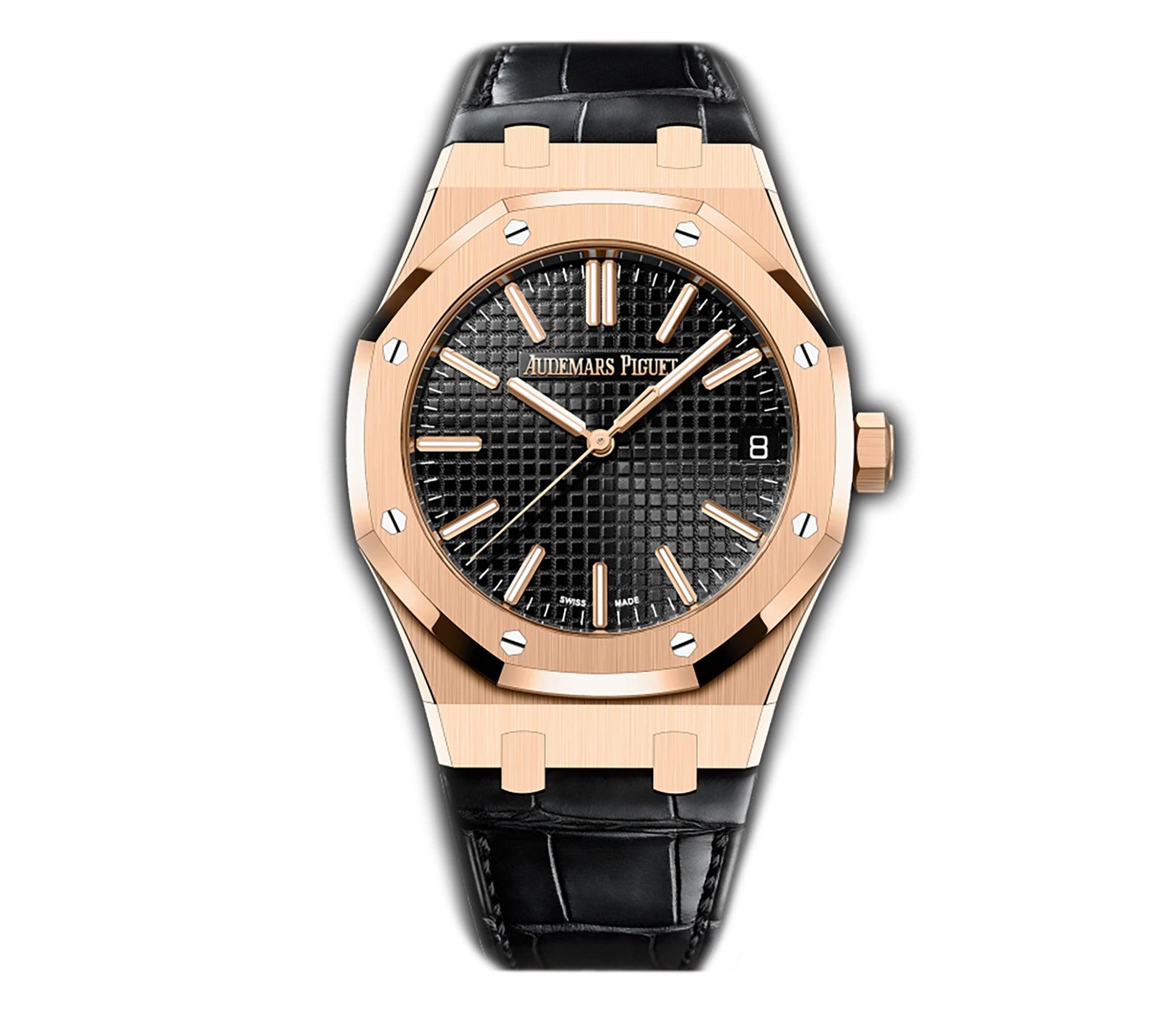Untitled-5_e13c2a19-9712-4729-9e57-30c0a7139974.jpg 41mm 18k Rose Gold Black Dial On Leather - Image 1