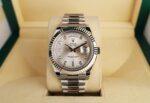 Rolex Day-Date 41mm White Gold Silver Diamond Dial & Fluted Bezel Oyster Bracelet 218239 - Image 2