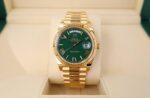 Rolex Day-Date 40 Yellow Gold Watch - Fluted Bezel - Green Roman Dial - President Bracelet - 228238 grrp - Image 2