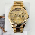 Rolex Day-Date 41 Yellow Gold Champagne Diamond Dial & Fluted Bezel President Bracelet - 218238