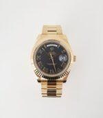 Rolex Day-Date II Yellow Gold 41mm Black Roman Fluted President Bracelet 218238 - Image 4