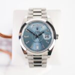 Rolex Day-Date 40 Platinum Ice Blue Diamond Dial & Smooth Bezel President Bracelet 228206 -