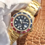 SUBMARINER GOLDEN BLUE / RED DIAMOND BLACK DIAL 40MM - Image 3