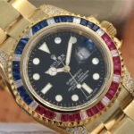 SUBMARINER GOLDEN BLUE / RED DIAMOND BLACK DIAL 40MM - Image 9